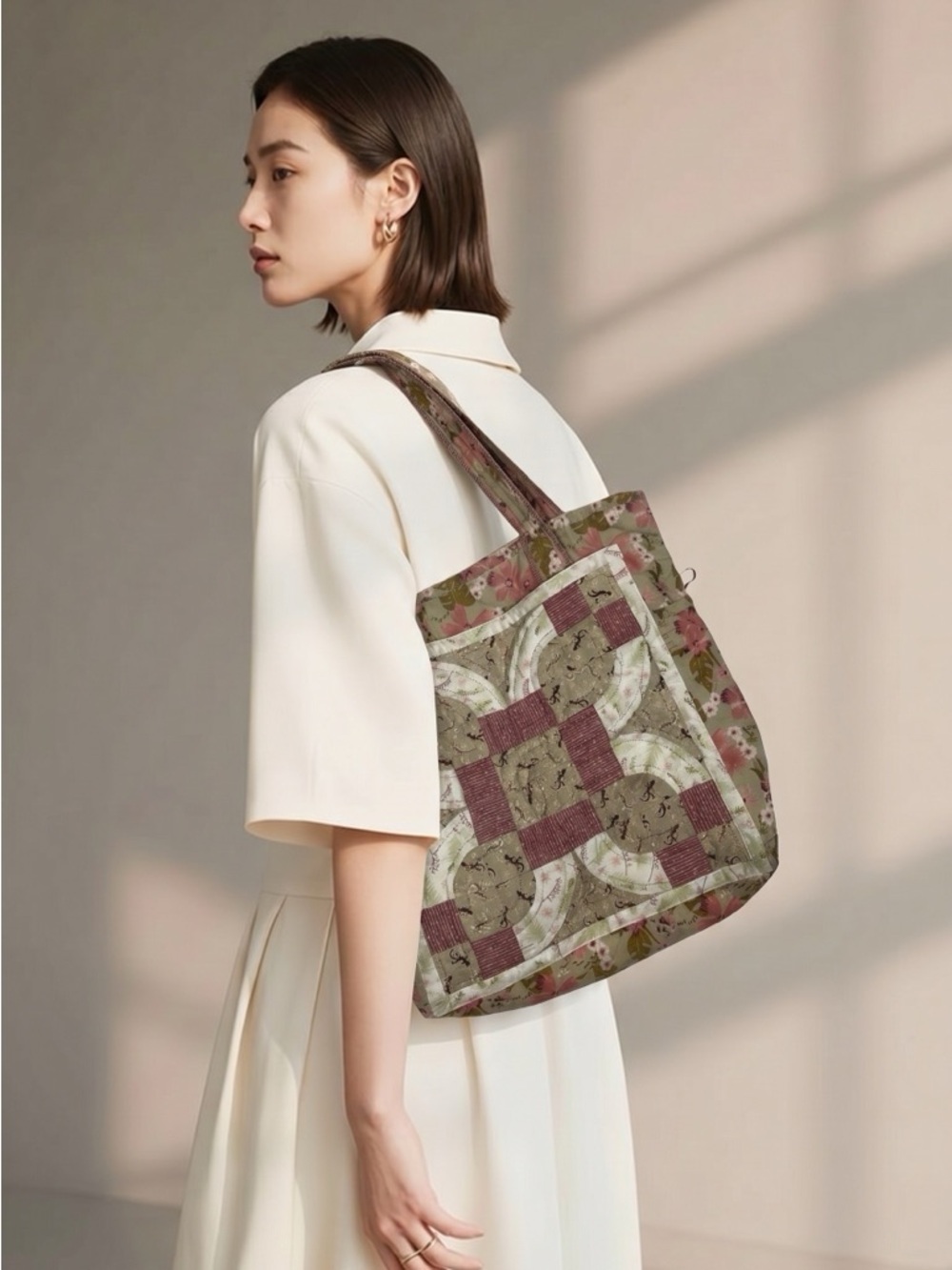 Floral Quilted Shoulder/Tote Bag